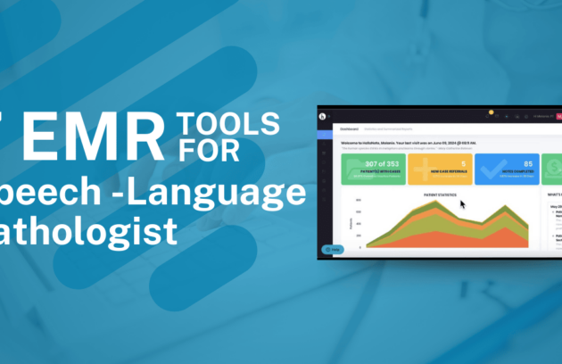 EMR system interface designed for speech-language pathologists (SLPs) with tools for documentation, scheduling, and billing