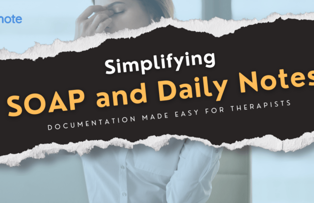 A therapist looking frustrated while struggling with documentation tasks, showcasing the need to simplify SOAP and daily notes.