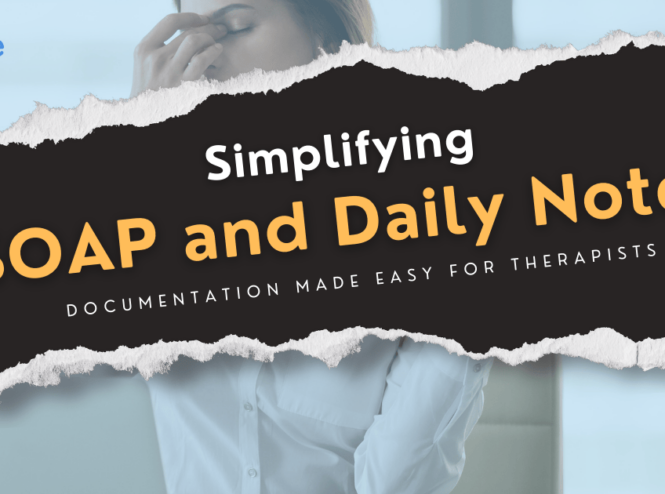 A therapist looking frustrated while struggling with documentation tasks, showcasing the need to simplify SOAP and daily notes.