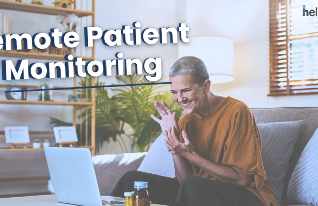 A patient at home using a computer to check her health records remotely, showcasing the convenience and effectiveness of Remote Patient Monitoring (RPM) in modern healthcare.