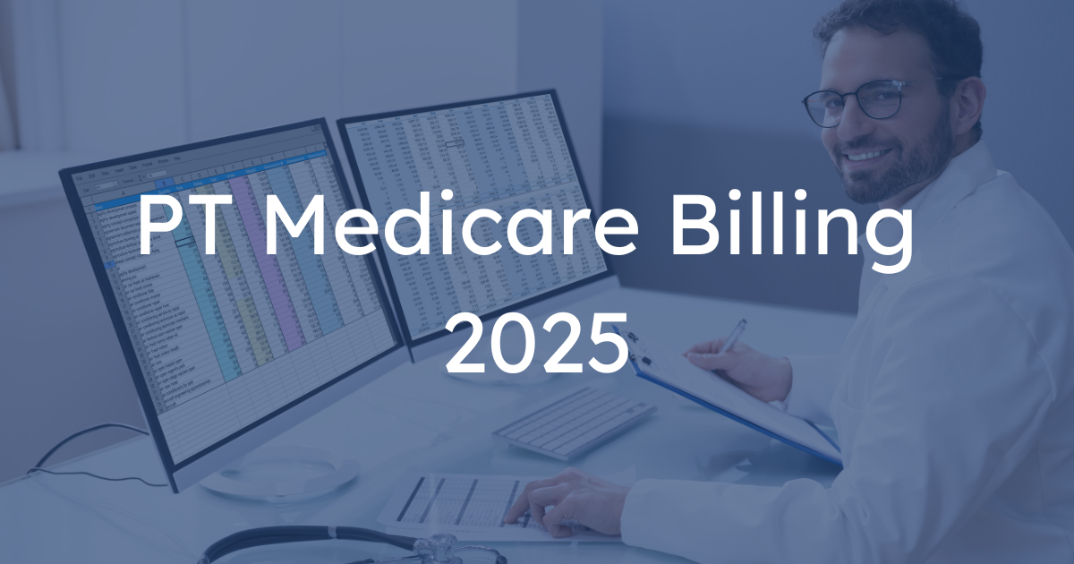 A therapist reviewing billing documents on a desk, focusing on Medicare billing compliance.