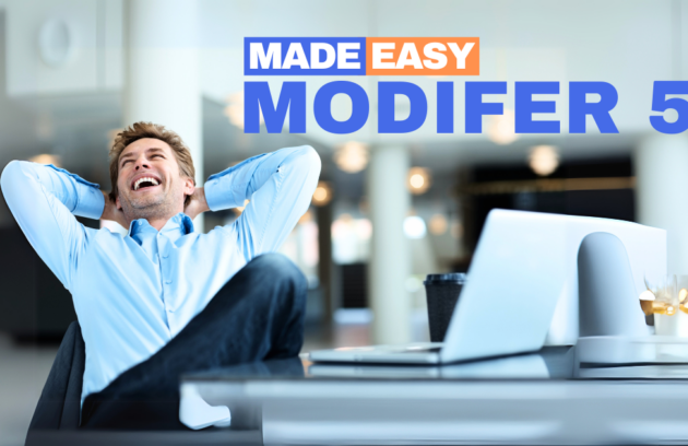 Happy man in office feeling confident about using Modifier 59 for easier billing and faster reimbursements.