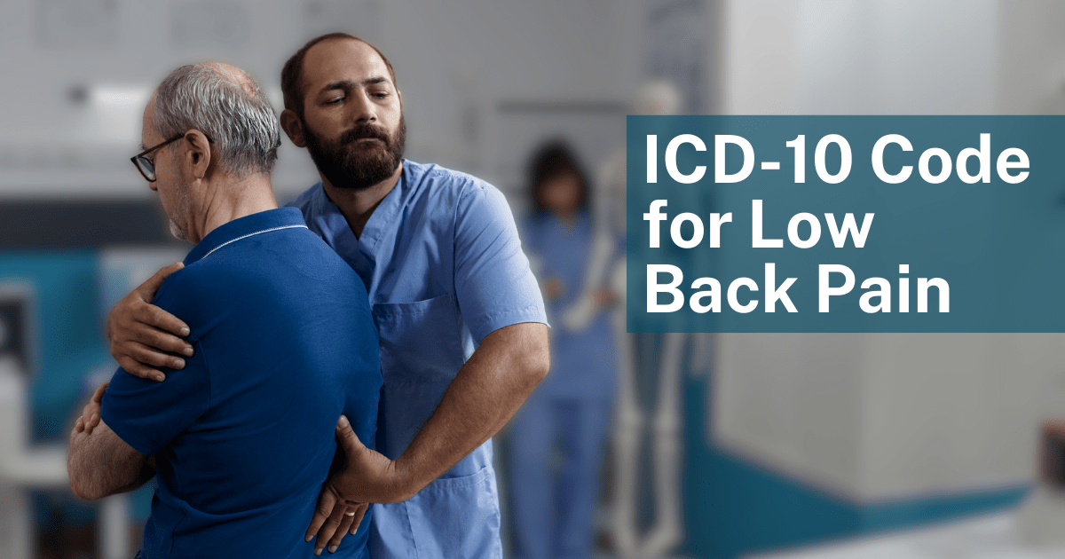 Healthcare provider assisting patient with low back pain, with a focus on the ICD-10 code updates for low back pain in 2025