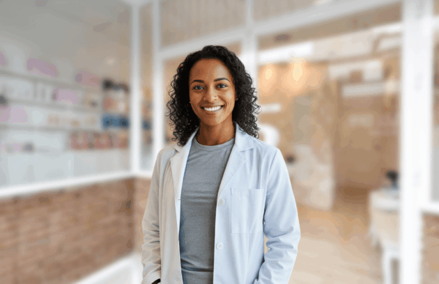 A confident female rehabilitation professional in a clinic, representing clinical specialization for therapists.