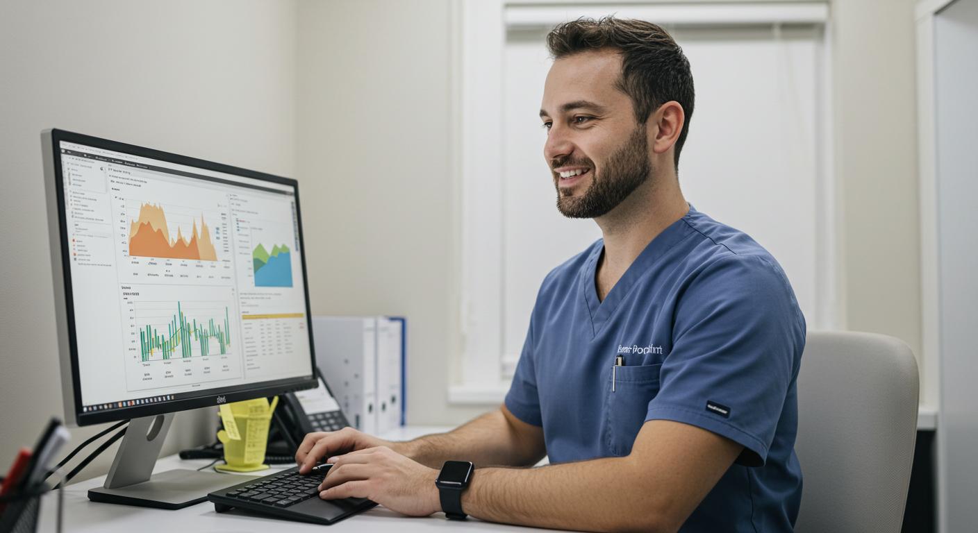 miling therapy professional using an EMR system to streamline Medicare billing, optimizing CMS-1500 form processing and 837P claims