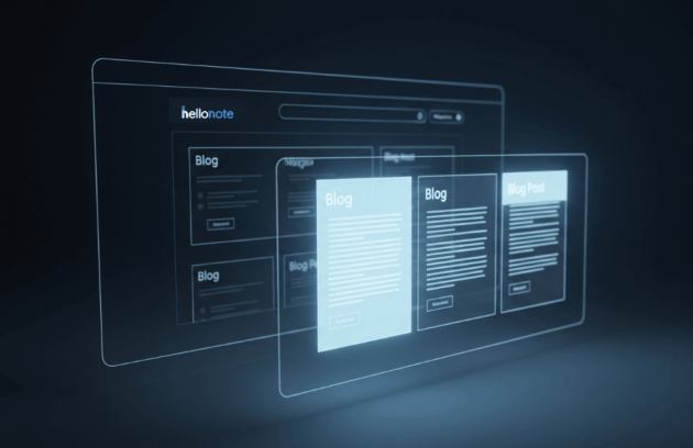 Overlapping glowing digital panels showing a blog website with multiple 'Blog Post' sections, visually representing the structured content crucial for SEO for Therapy Clinics and improving search rankings.