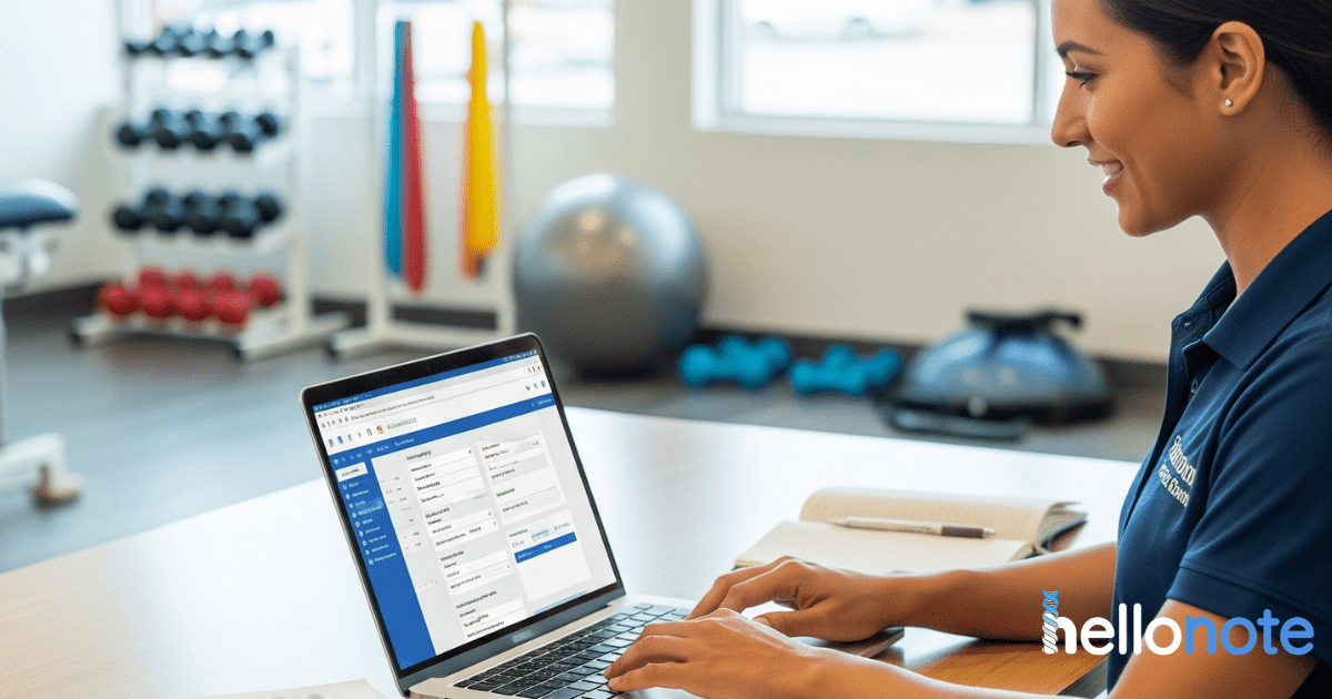 A female physical therapist shows a male athlete his progress on a tablet, which displays a "Range of Motion" chart. This illustrates the measurable benefits of sports massage for athletes and data-driven athlete recovery techniques.