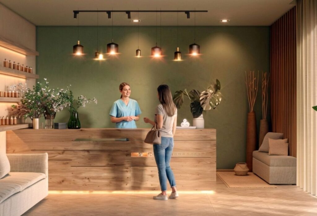 An image of a front desk from a massage therapy clinic.
