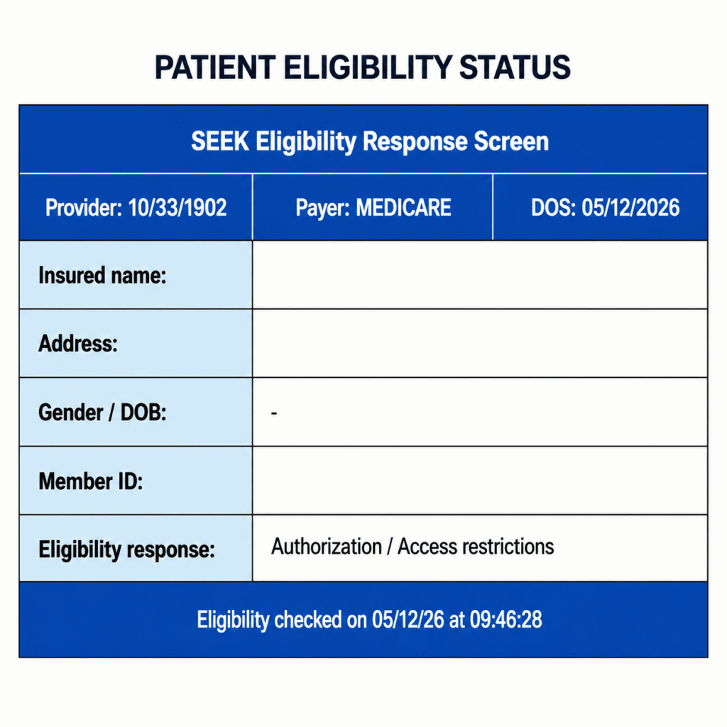 HelloNote eligibility screen showing Authorization Access restrictions error during Medicare HETS eligibility verification failure